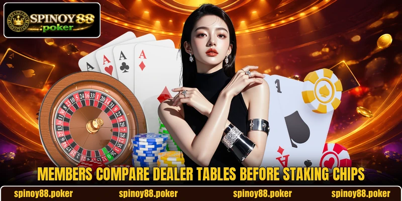 Members compare dealer tables before staking chips Members compare dealer tables before staking chips