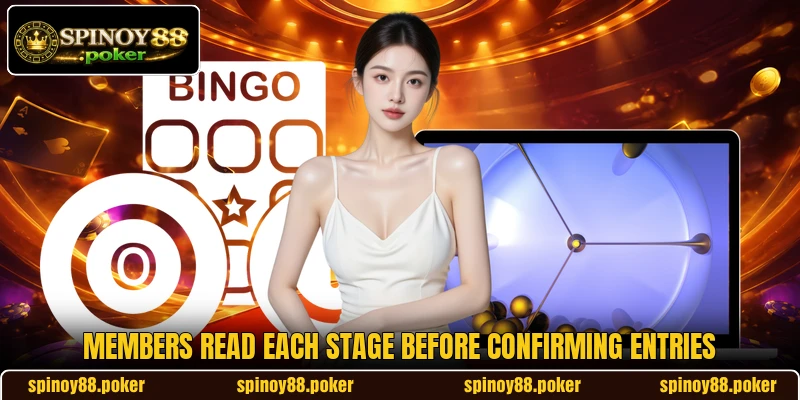 Members read each stage before confirming entries Members read each stage before confirming entries