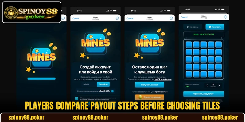 Players compare payout steps before choosing tiles Players compare payout steps before choosing tiles