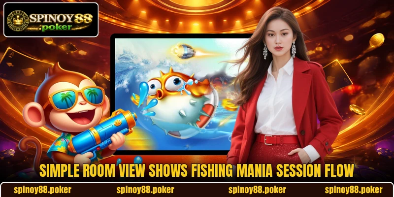 Simple room view shows Fishing Mania session flow Simple room view shows Fishing Mania session flow