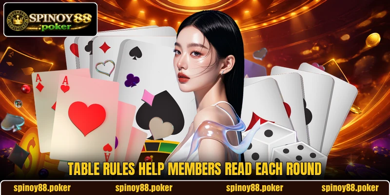 Table rules help members read each round Table rules help members read each round