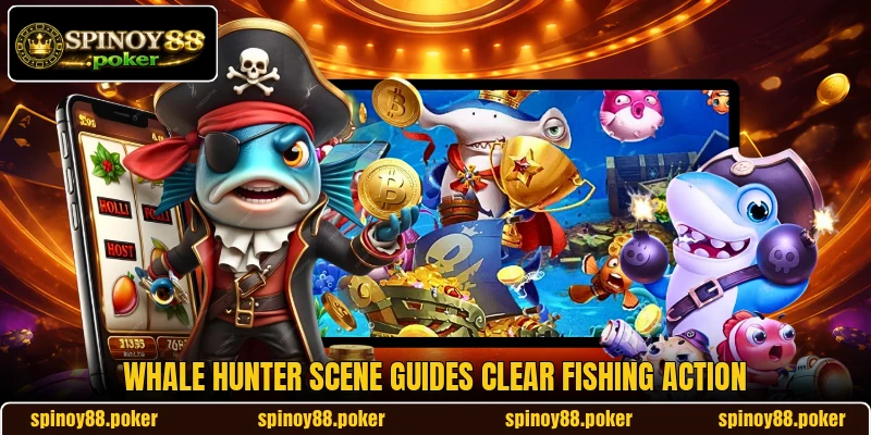 Whale Hunter scene guides clear fishing action Whale Hunter scene guides clear fishing action